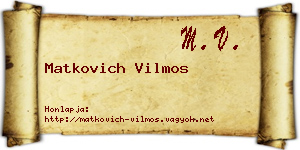 Matkovich Vilmos névjegykártya