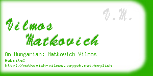 vilmos matkovich business card